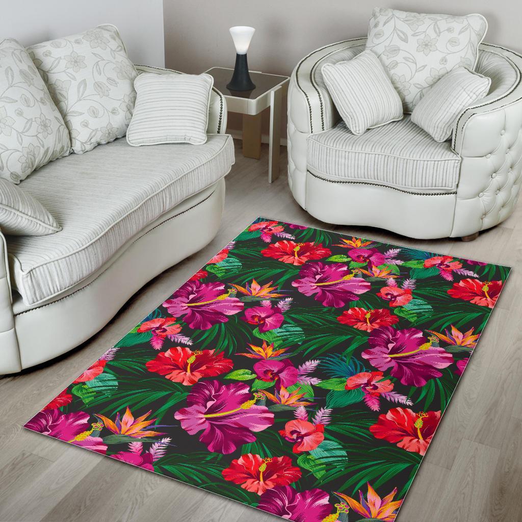 Hawaiian Floral Flowers Pattern Print Area Rug