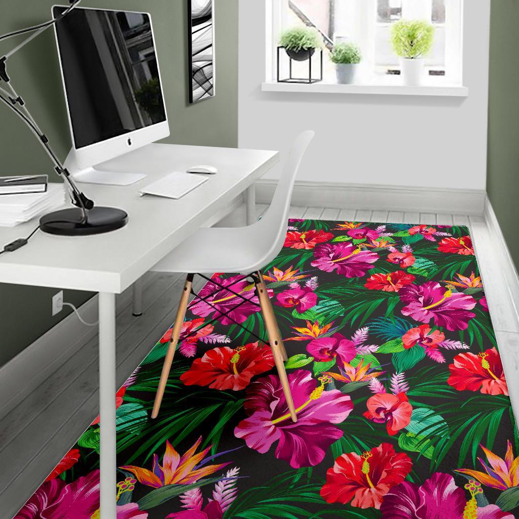 Hawaiian Floral Flowers Pattern Print Area Rug