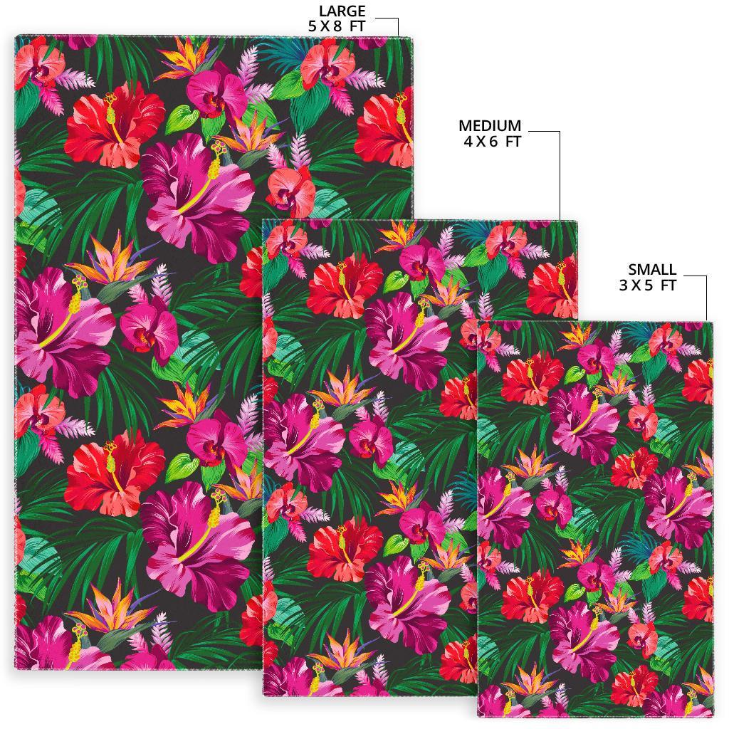 Hawaiian Floral Flowers Pattern Print Area Rug