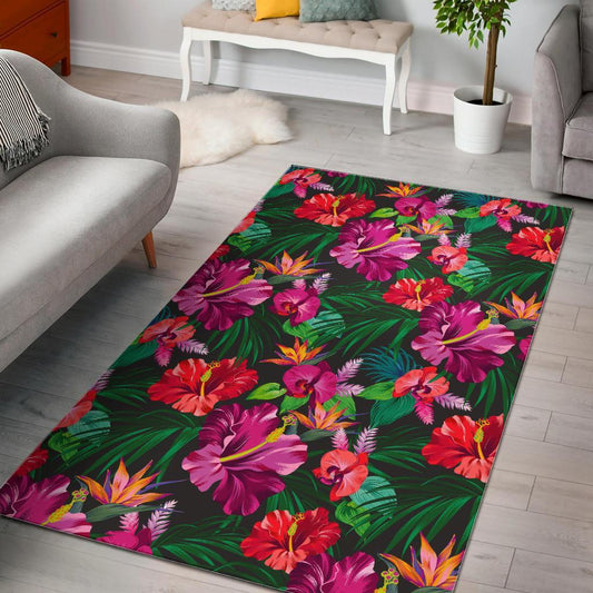 Hawaiian Floral Flowers Pattern Print Area Rug