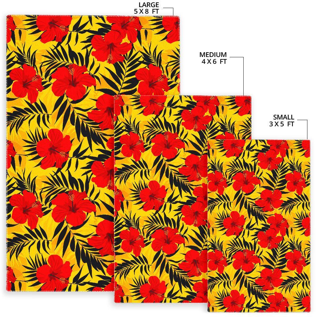 Hawaiian Hibiscus Flowers Pattern Print Area Rug