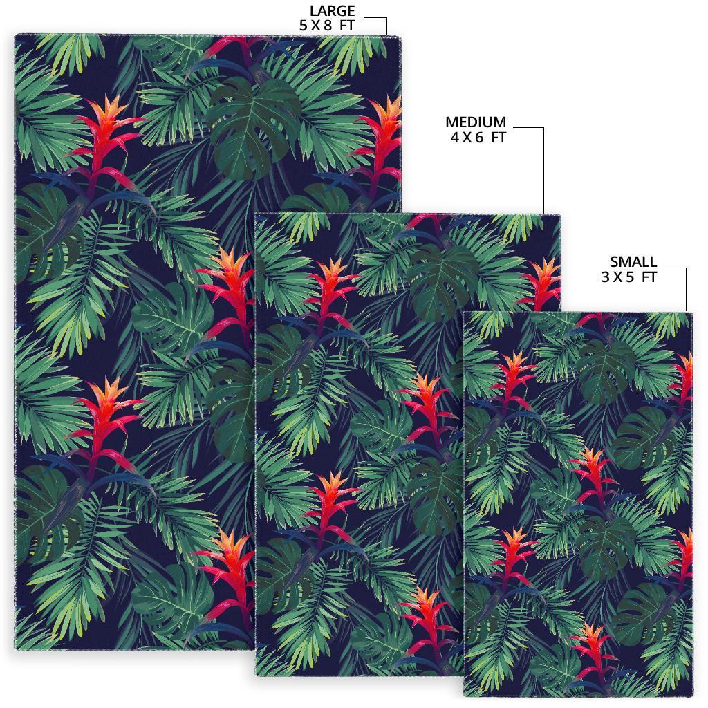 Hawaiian Palm Leaves Pattern Print Area Rug