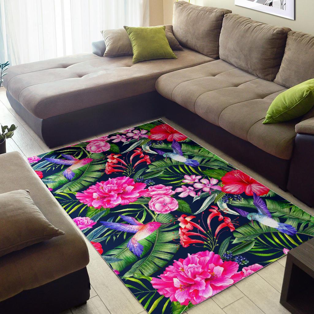 Hawaiian Tropical Birds Pattern Print Area Rug