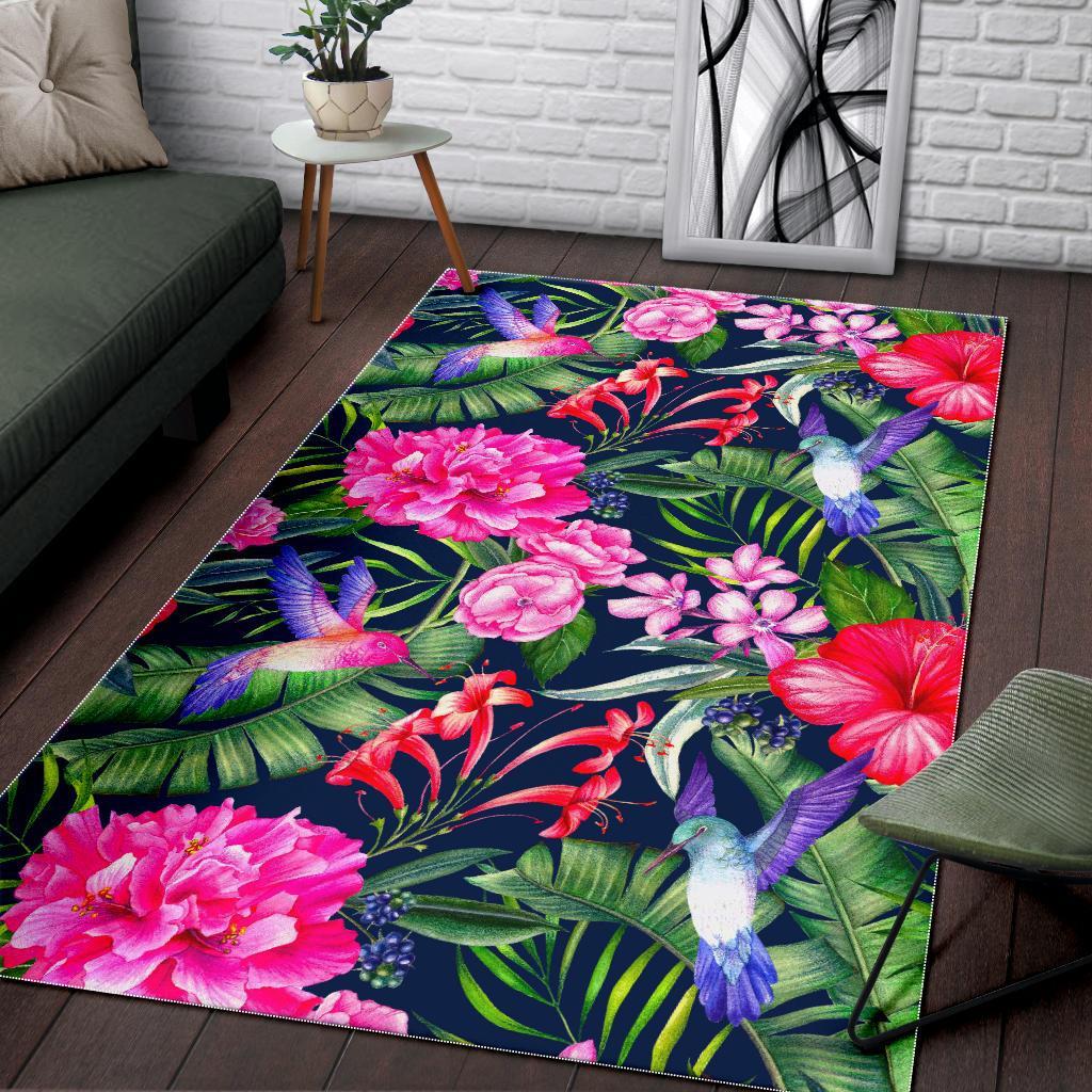Hawaiian Tropical Birds Pattern Print Area Rug