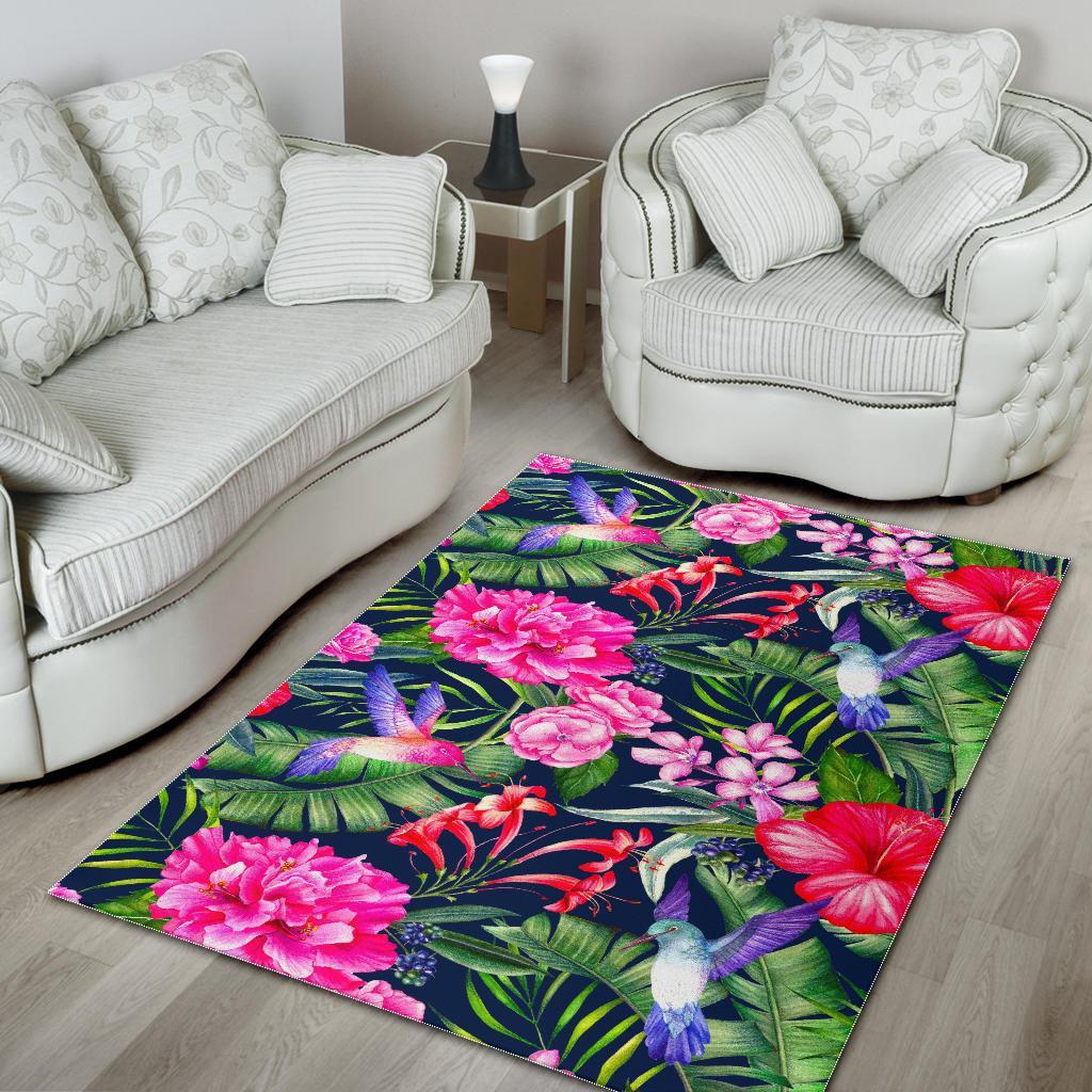 Hawaiian Tropical Birds Pattern Print Area Rug