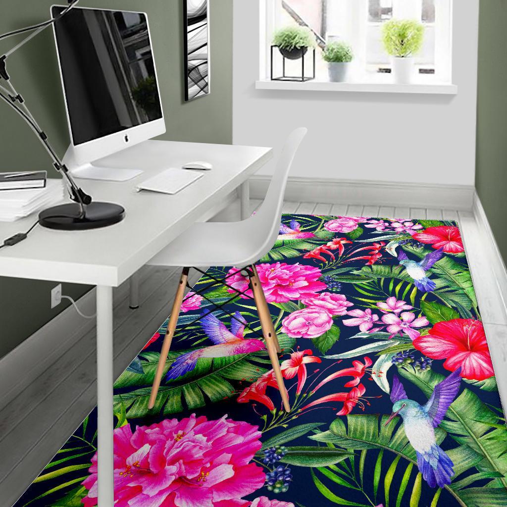 Hawaiian Tropical Birds Pattern Print Area Rug