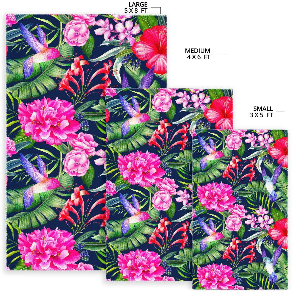 Hawaiian Tropical Birds Pattern Print Area Rug