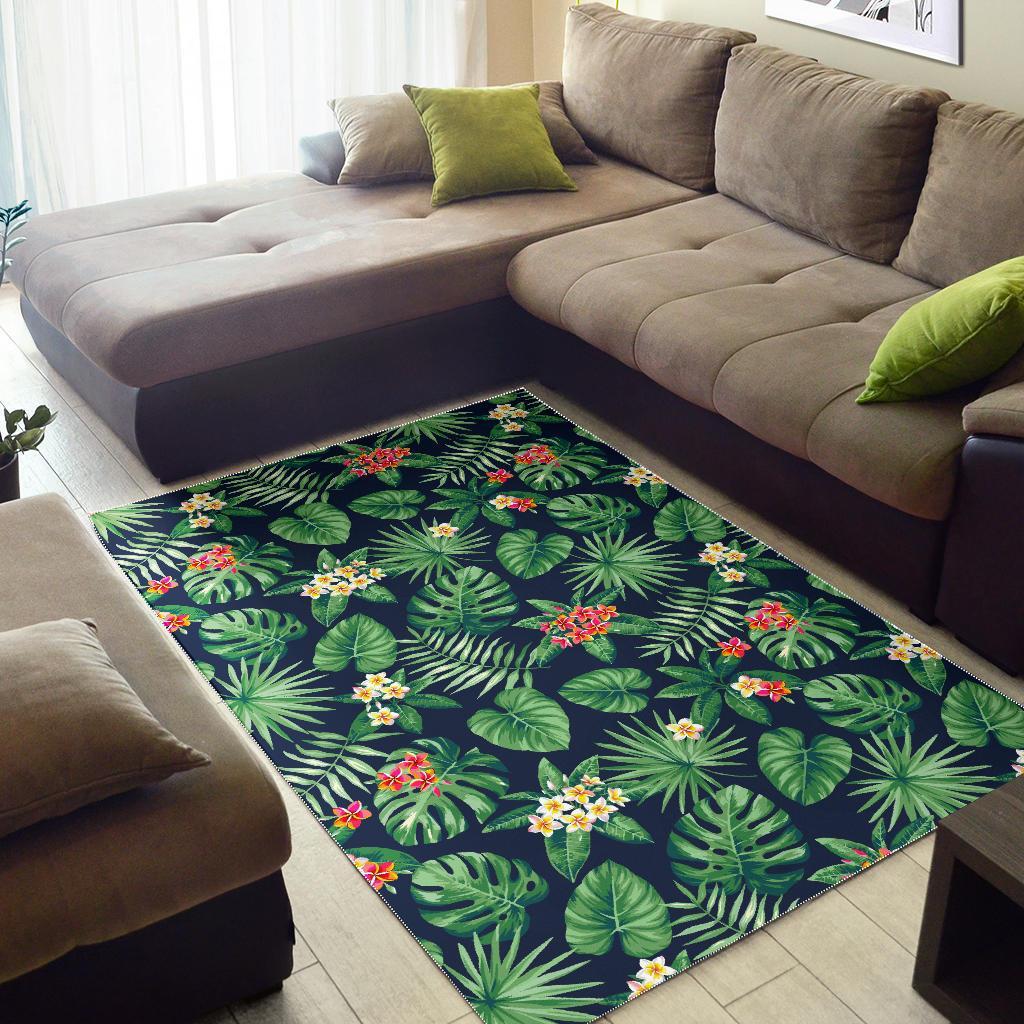 Hawaiian Tropical Leaves Pattern Print Area Rug