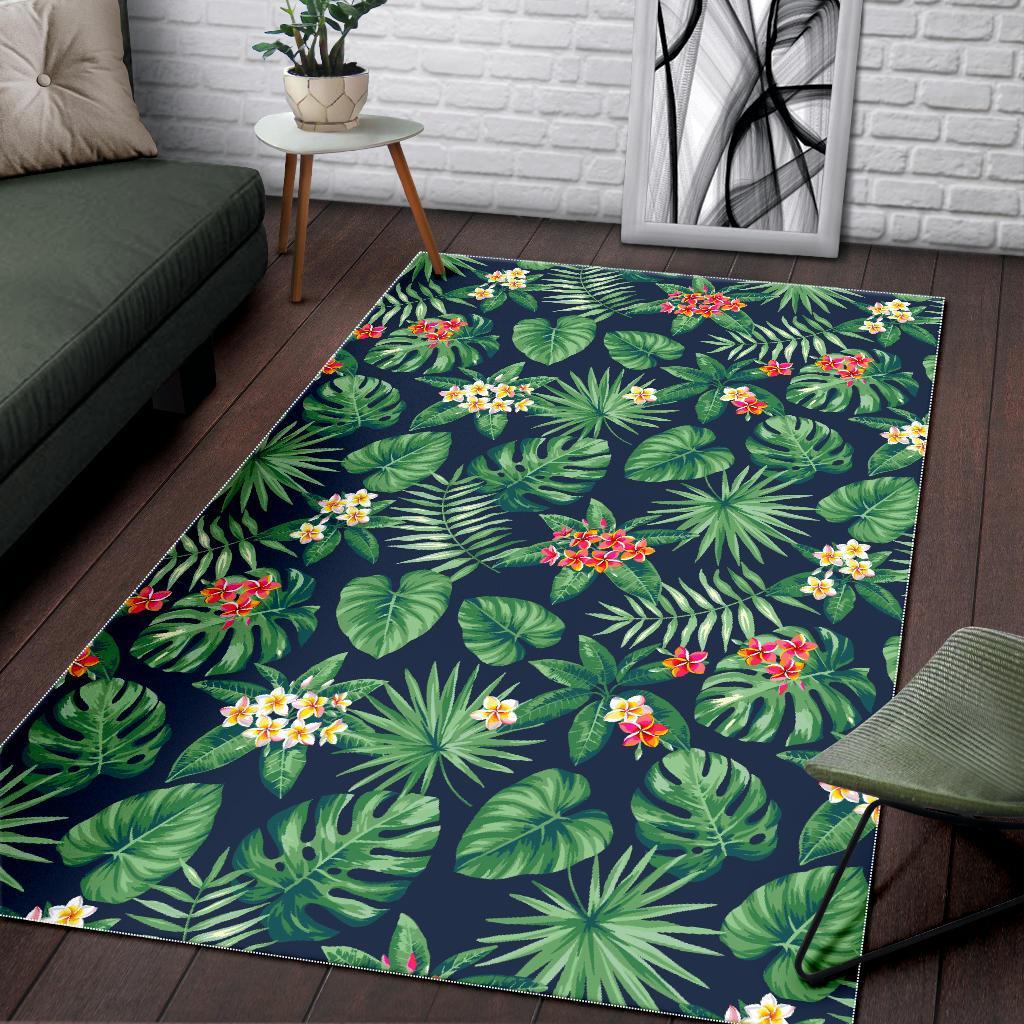 Hawaiian Tropical Leaves Pattern Print Area Rug