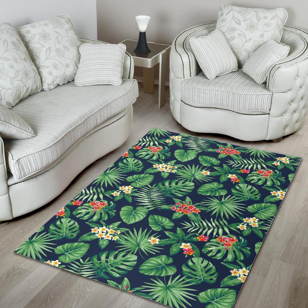 Hawaiian Tropical Leaves Pattern Print Area Rug