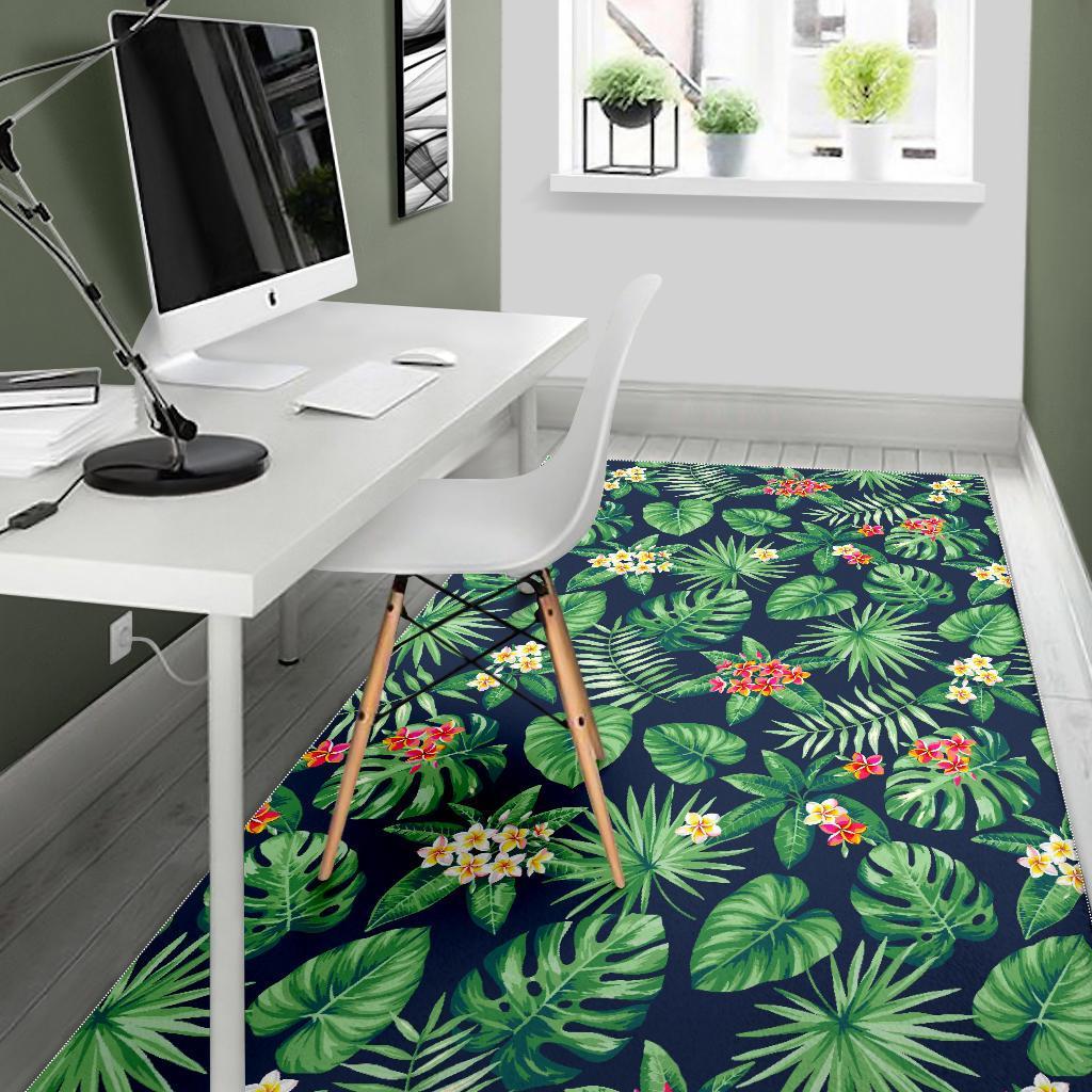 Hawaiian Tropical Leaves Pattern Print Area Rug