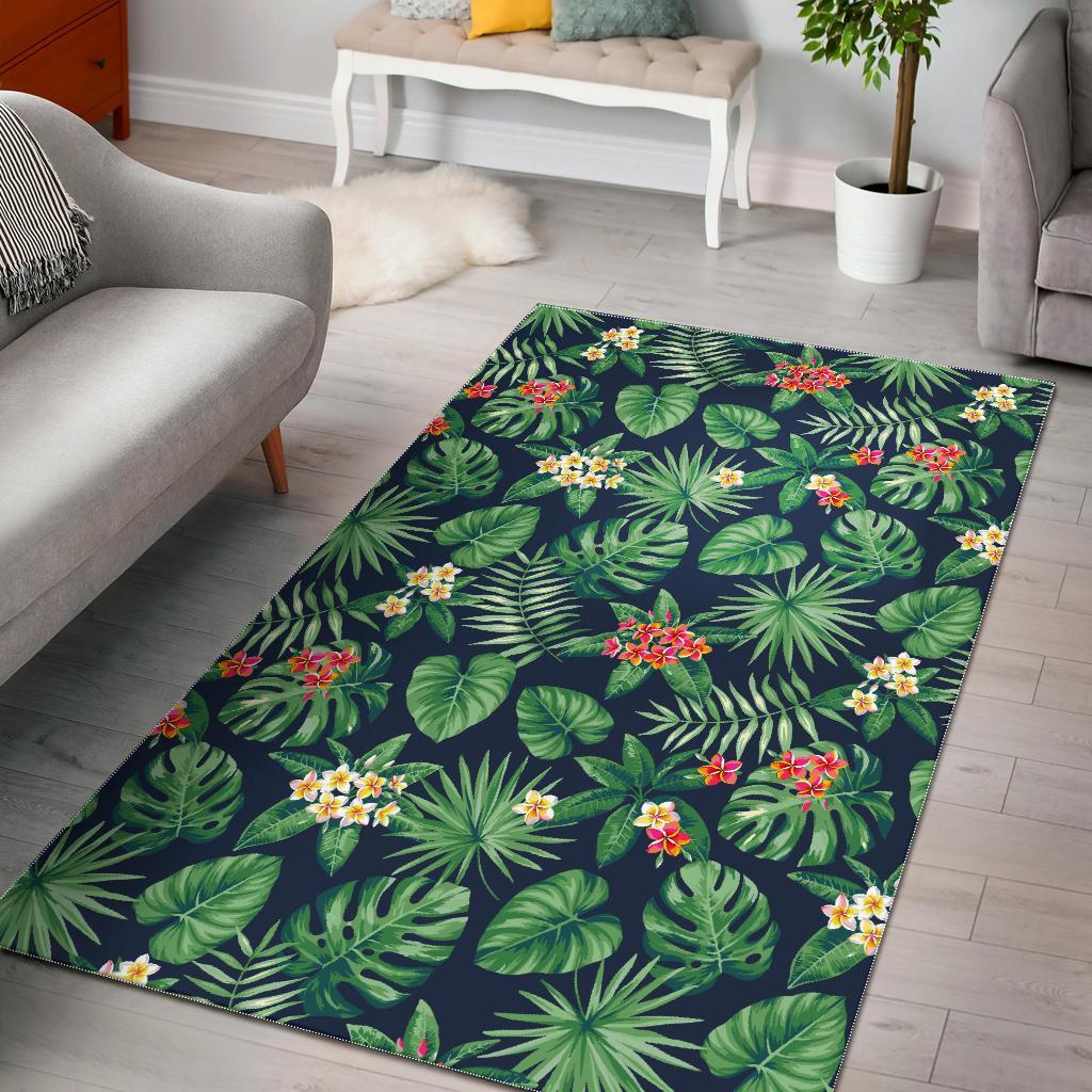 Hawaiian Tropical Leaves Pattern Print Area Rug
