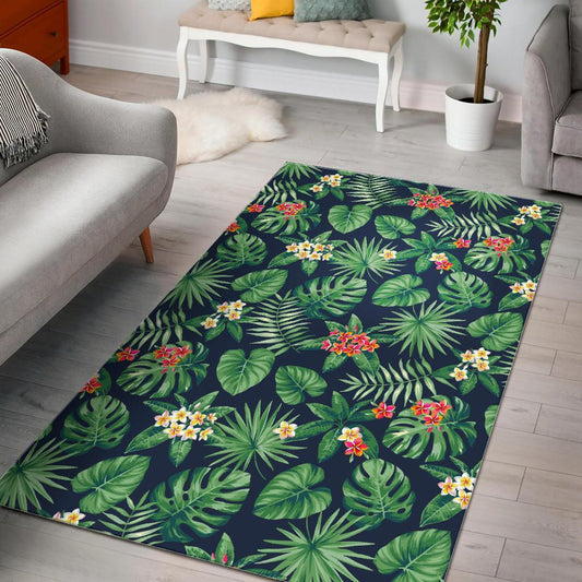 Hawaiian Tropical Leaves Pattern Print Area Rug