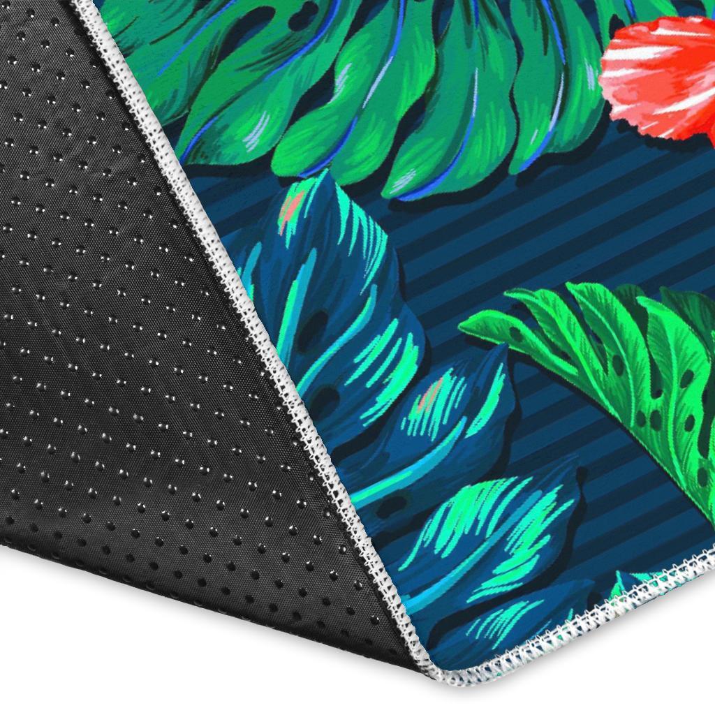 Hibiscus Monstera Hawaii Pattern Print Area Rug