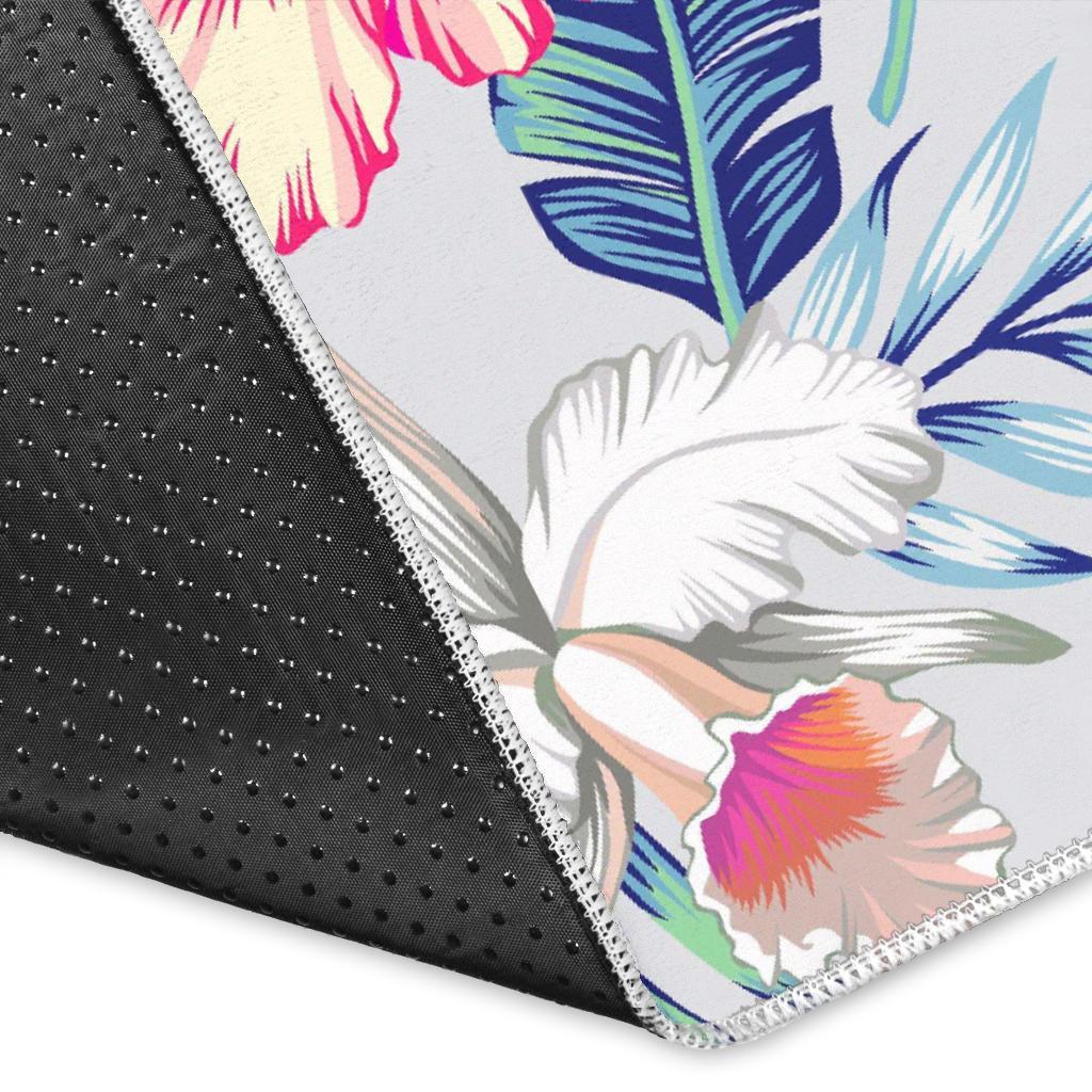 Hibiscus Orchids Hawaii Pattern Print Area Rug