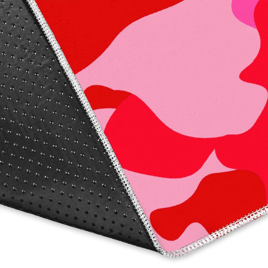 Hot Pink Camouflage Print Area Rug