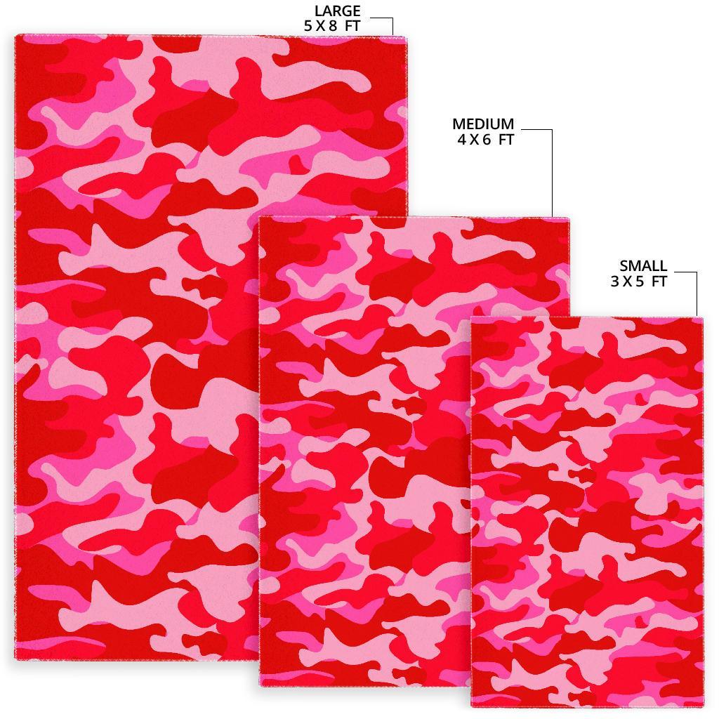 Hot Pink Camouflage Print Area Rug