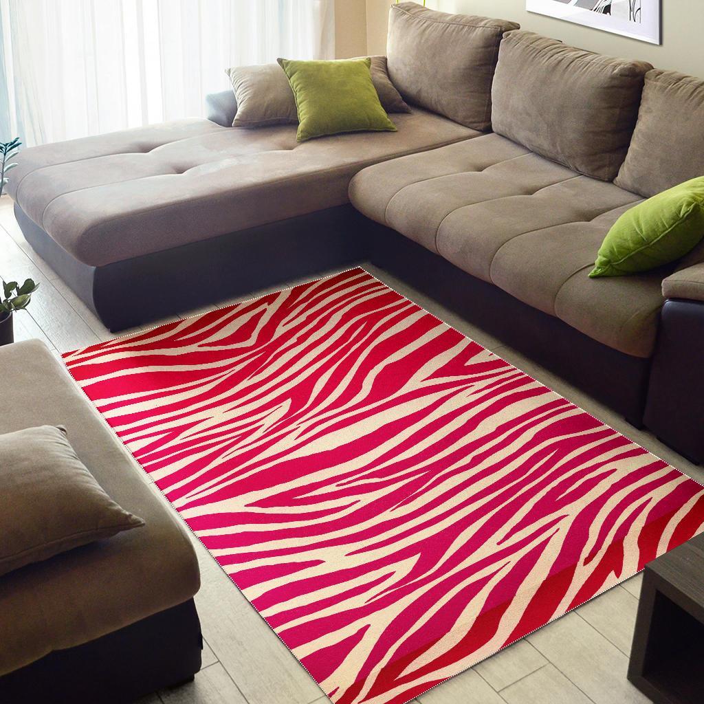 Hot Pink Zebra Pattern Print Area Rug