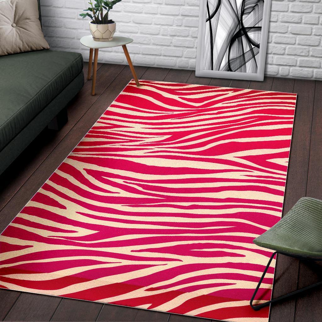 Hot Pink Zebra Pattern Print Area Rug
