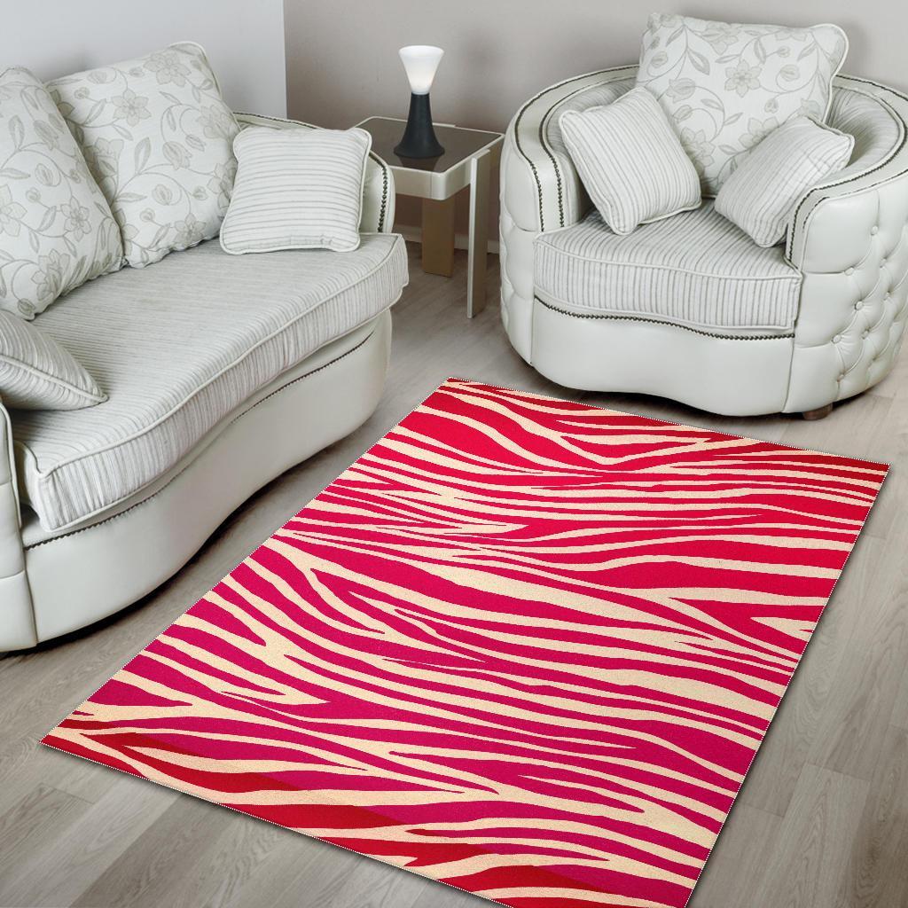 Hot Pink Zebra Pattern Print Area Rug