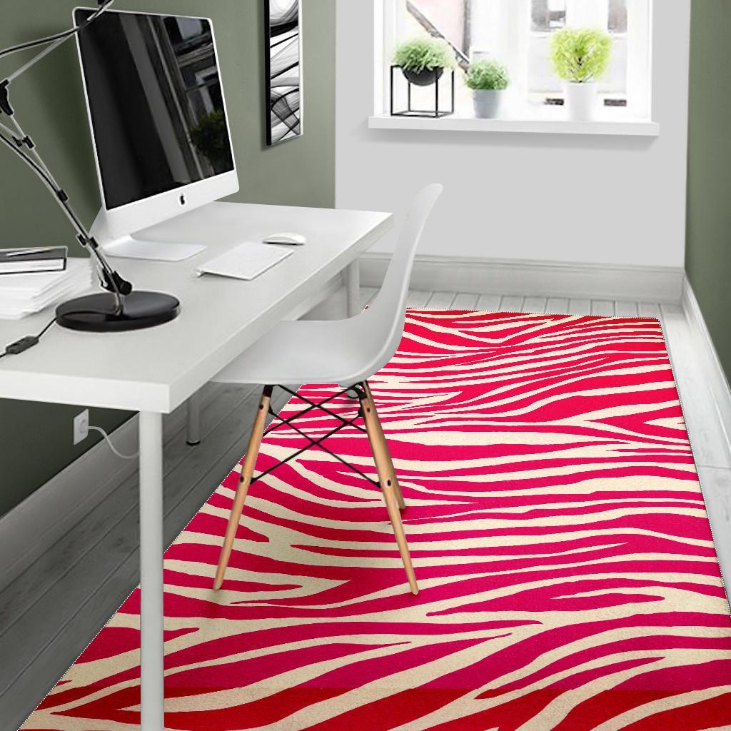 Hot Pink Zebra Pattern Print Area Rug