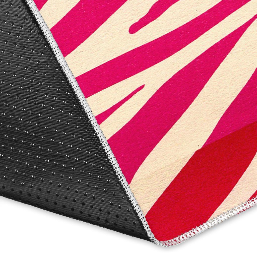 Hot Pink Zebra Pattern Print Area Rug