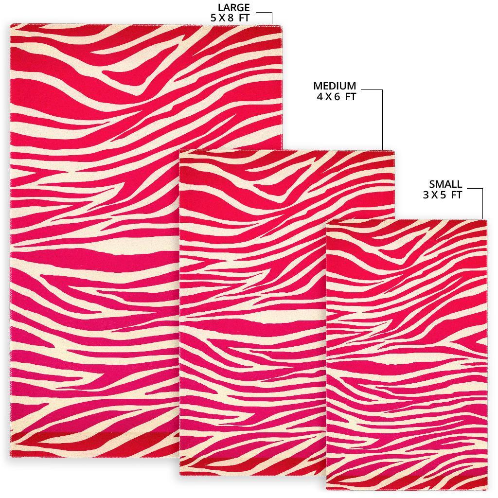 Hot Pink Zebra Pattern Print Area Rug
