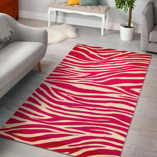 Hot Pink Zebra Pattern Print Area Rug