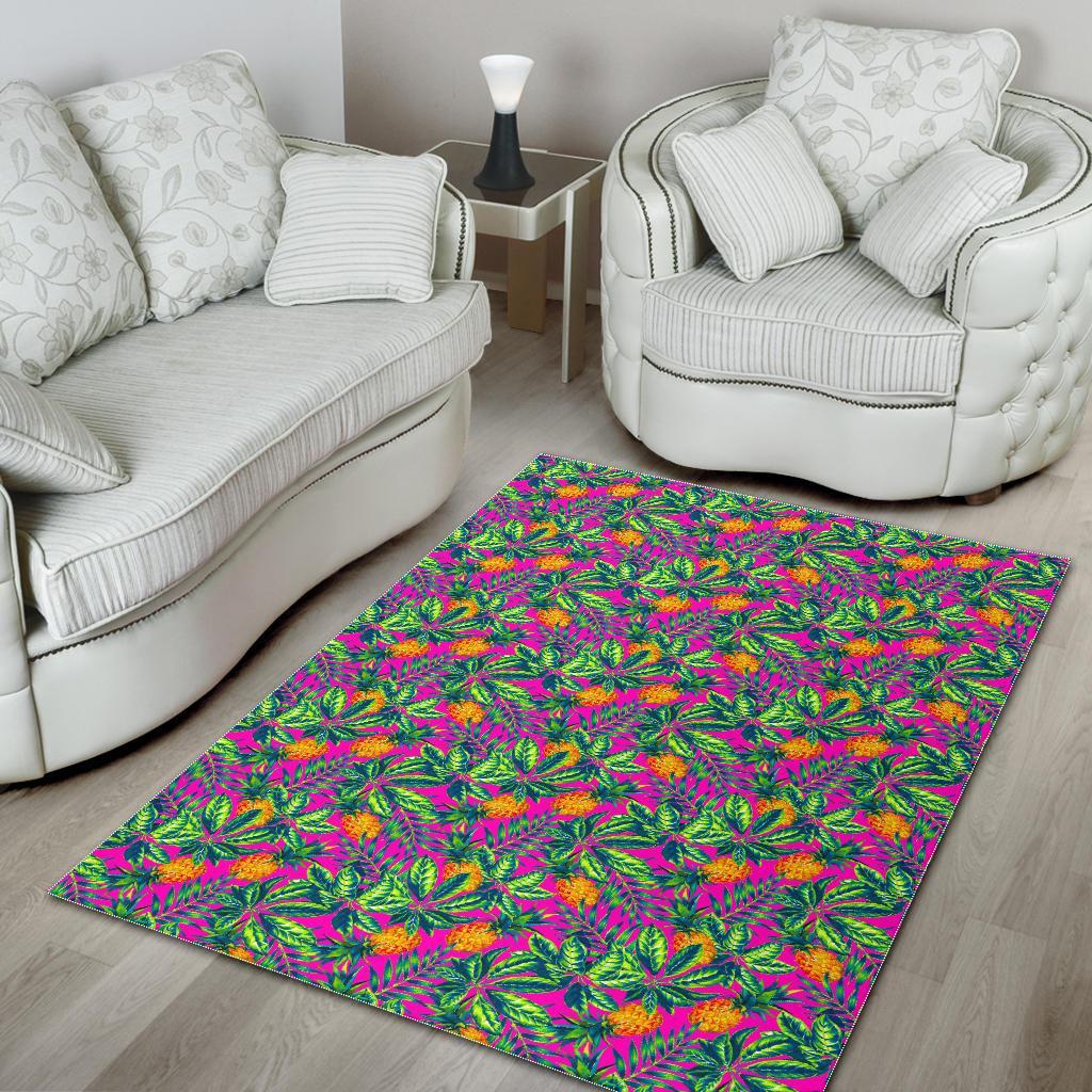 Hot Purple Pineapple Pattern Print Area Rug