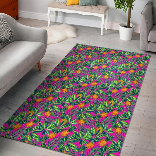 Hot Purple Pineapple Pattern Print Area Rug