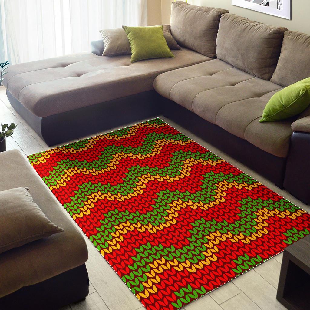 Knitted Reggae Pattern Print Area Rug