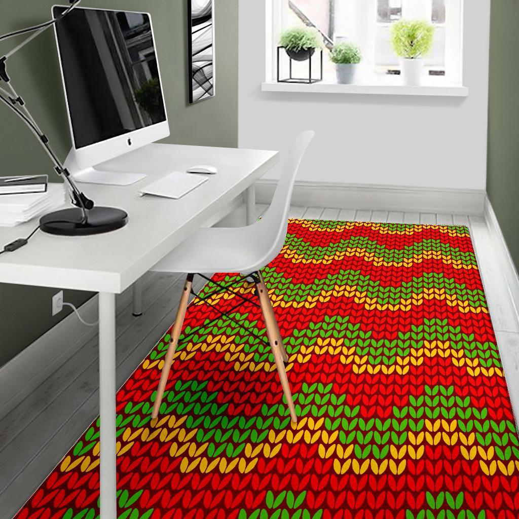 Knitted Reggae Pattern Print Area Rug