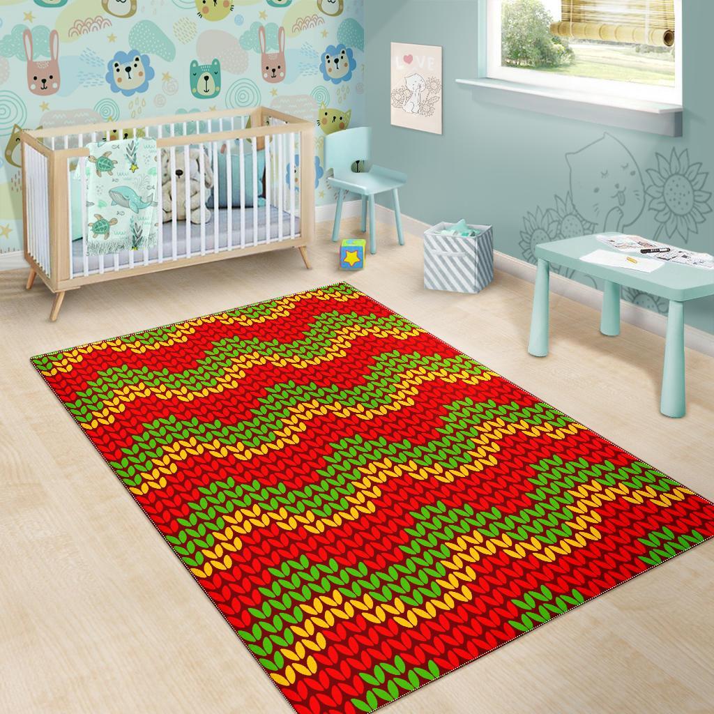 Knitted Reggae Pattern Print Area Rug