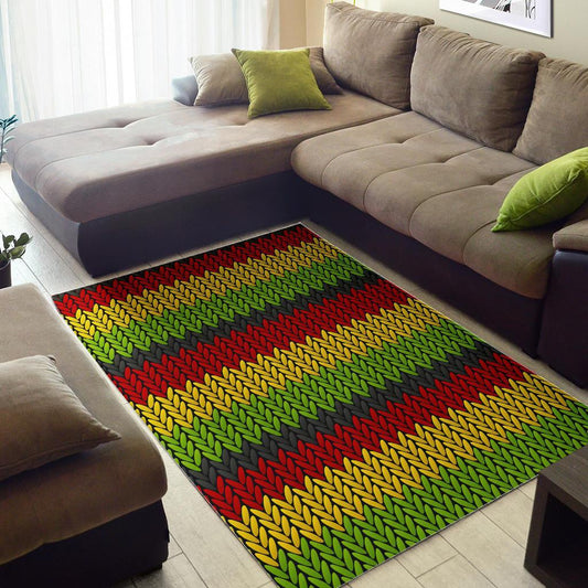 Knitted Style Reggae Pattern Print Area Rug