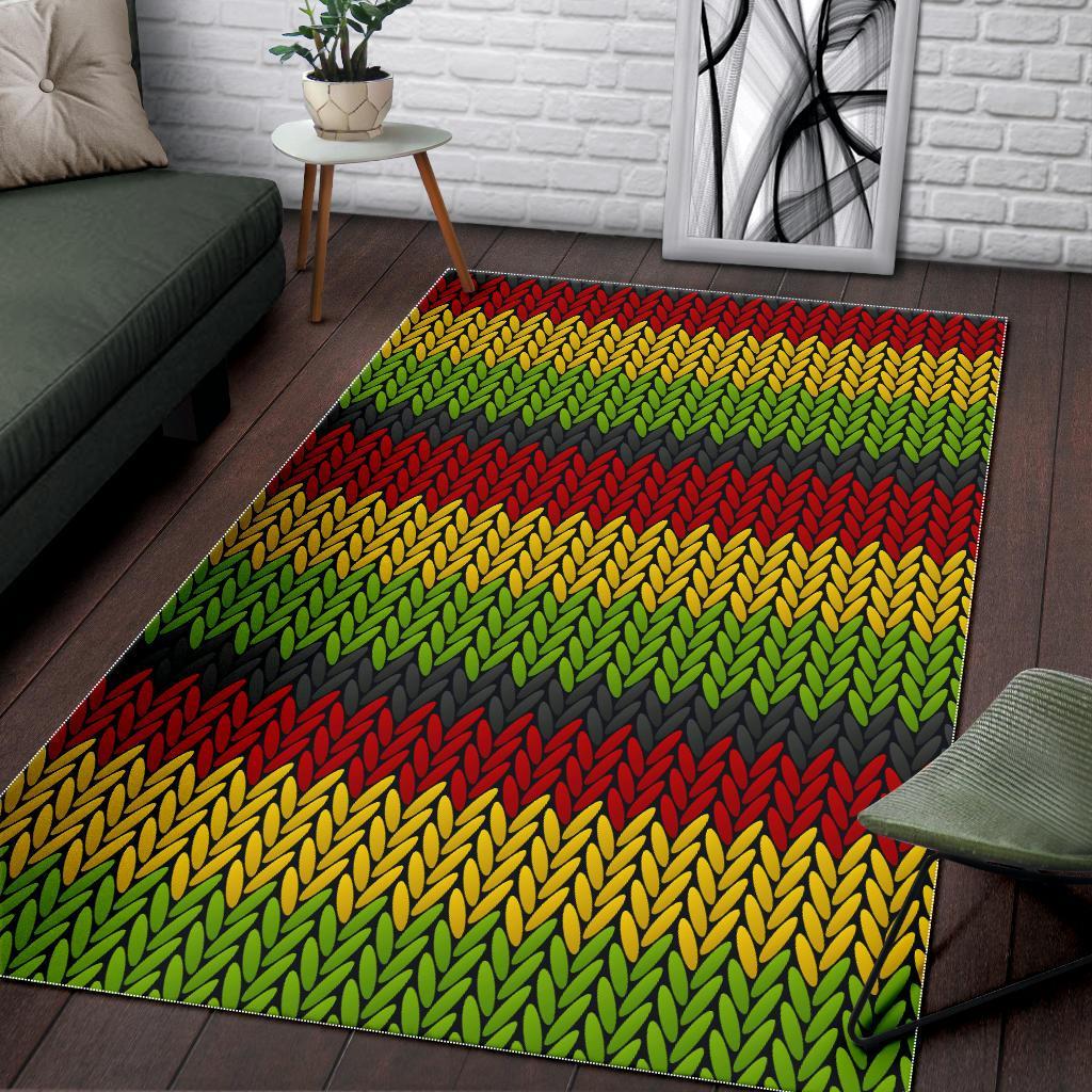 Knitted Style Reggae Pattern Print Area Rug