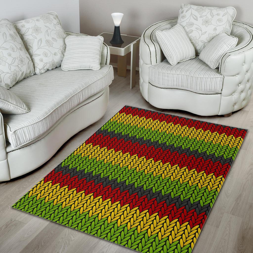 Knitted Style Reggae Pattern Print Area Rug
