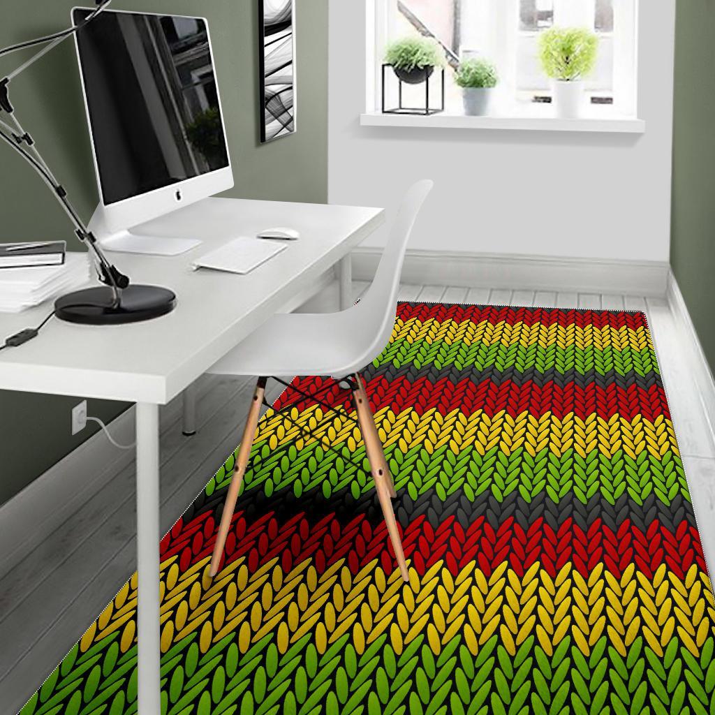 Knitted Style Reggae Pattern Print Area Rug