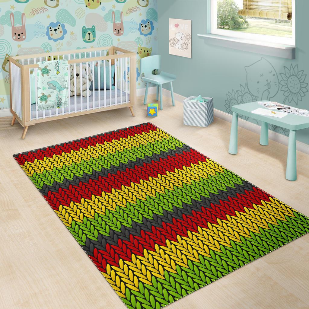 Knitted Style Reggae Pattern Print Area Rug