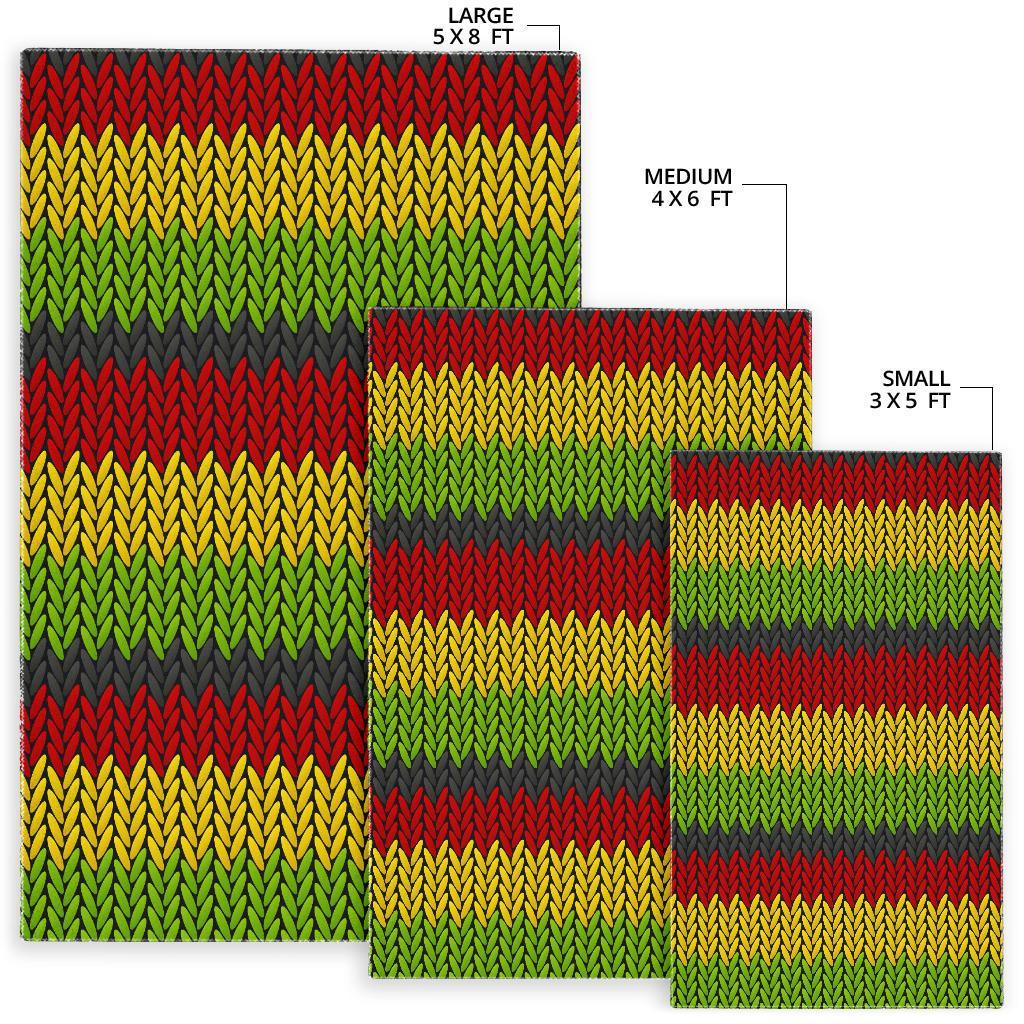 Knitted Style Reggae Pattern Print Area Rug