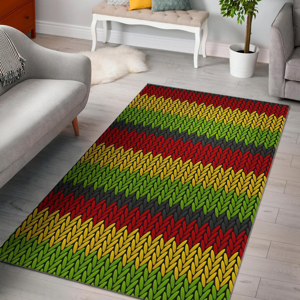 Knitted Style Reggae Pattern Print Area Rug