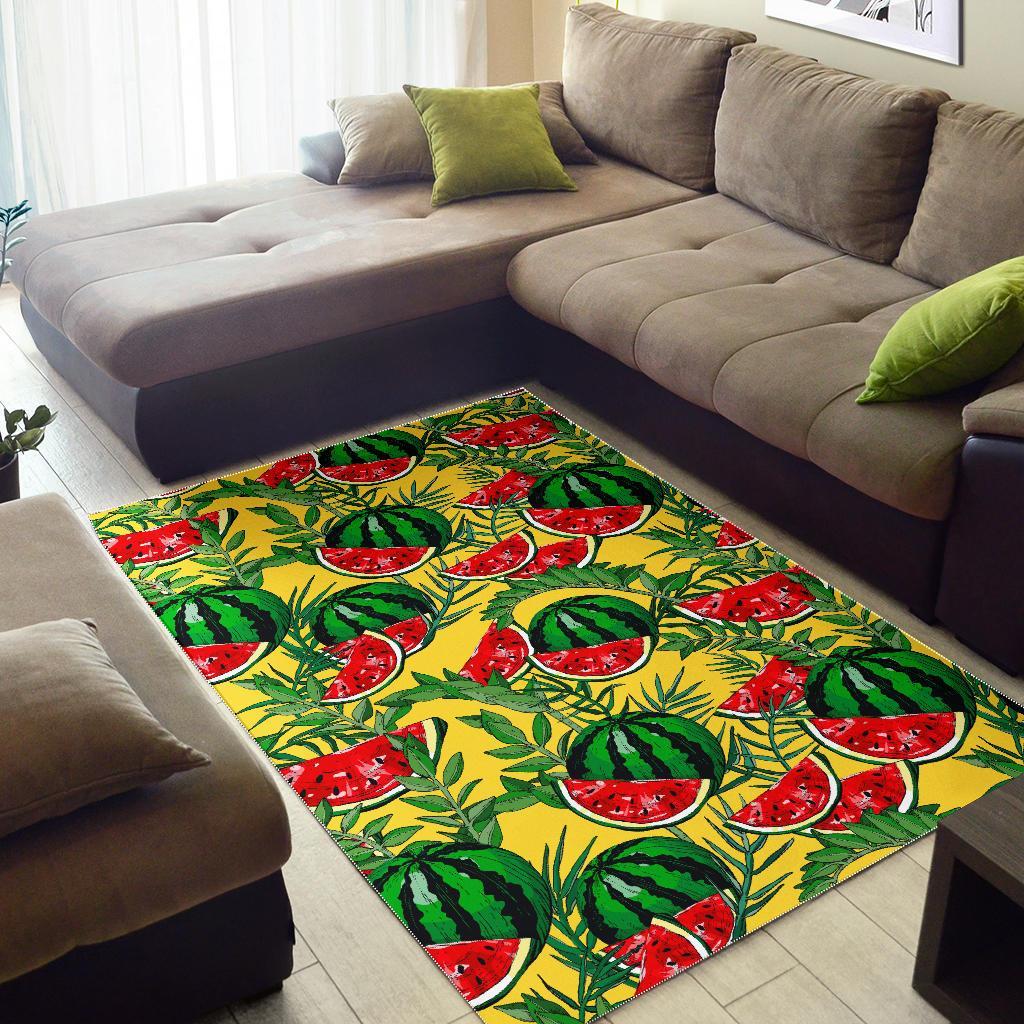 Leaf Watermelon Pieces Pattern Print Area Rug
