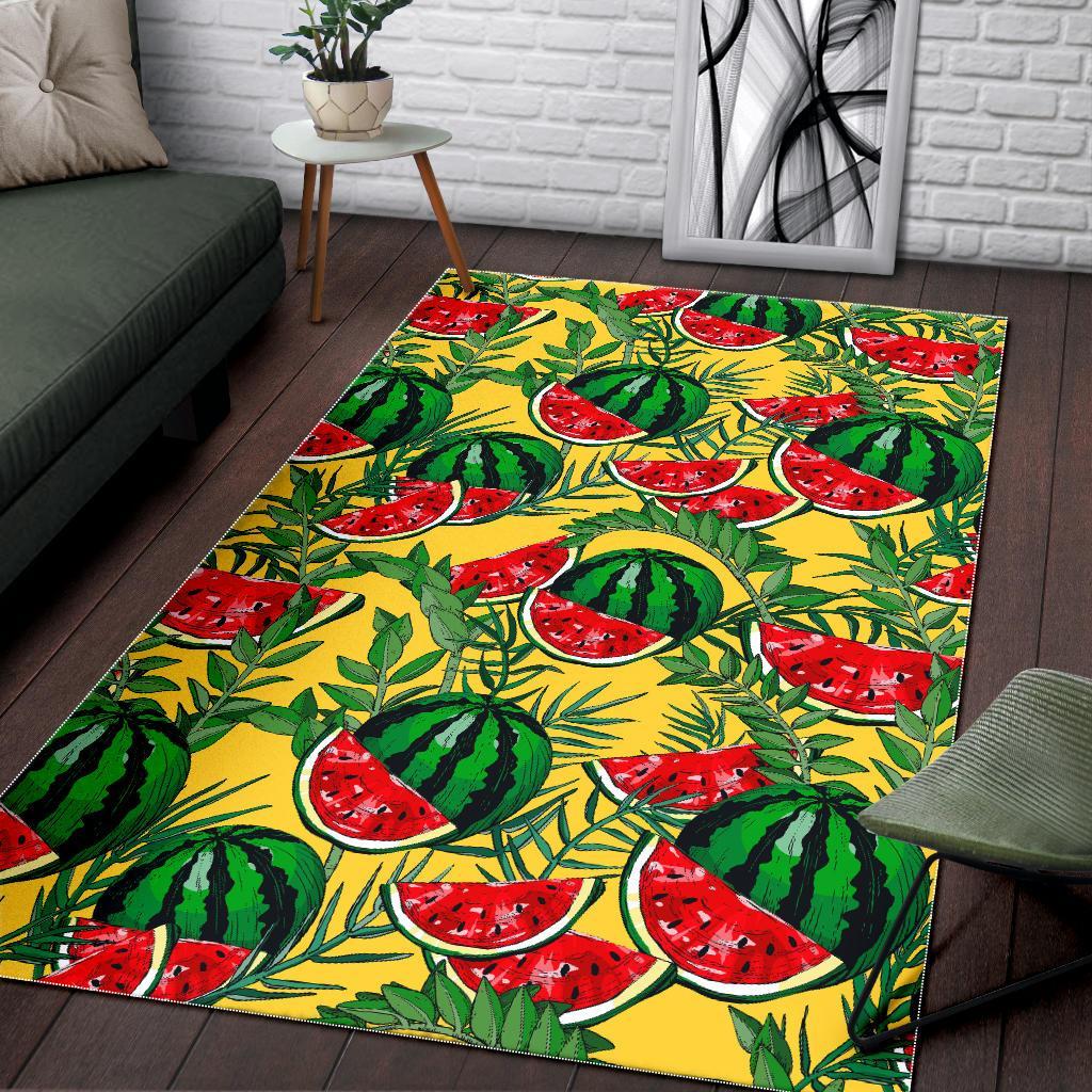 Leaf Watermelon Pieces Pattern Print Area Rug