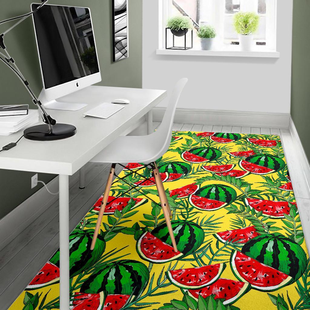 Leaf Watermelon Pieces Pattern Print Area Rug
