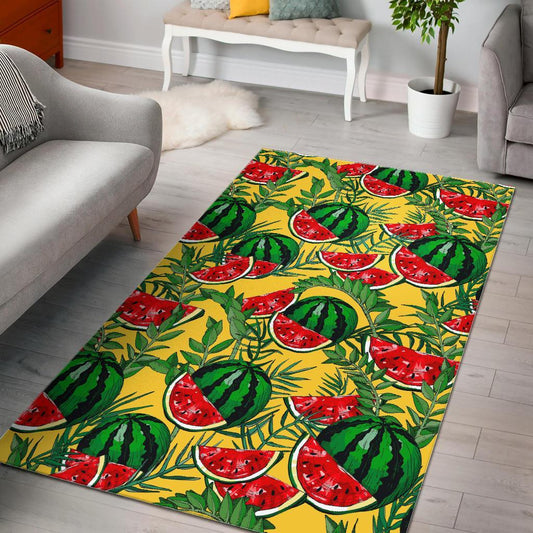 Leaf Watermelon Pieces Pattern Print Area Rug