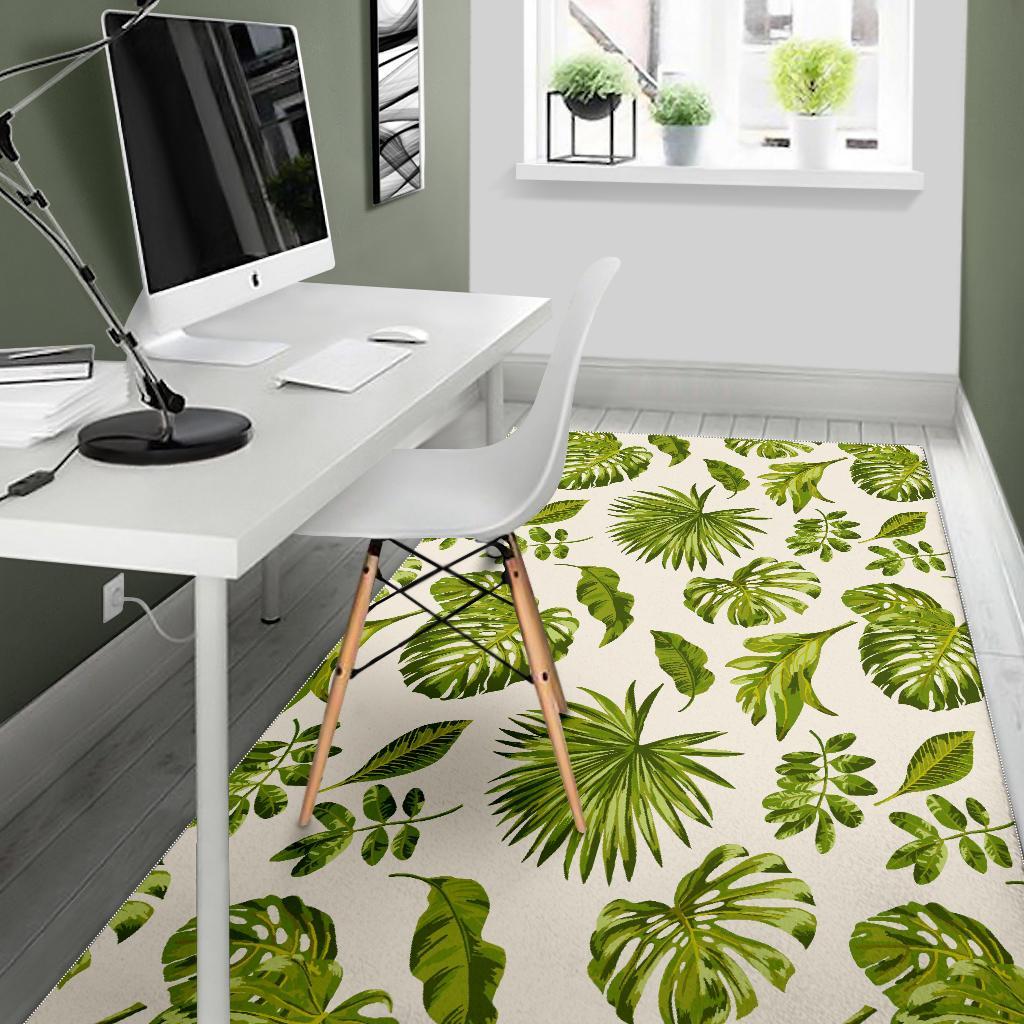 Light Tropical Leaf Pattern Print Area Rug
