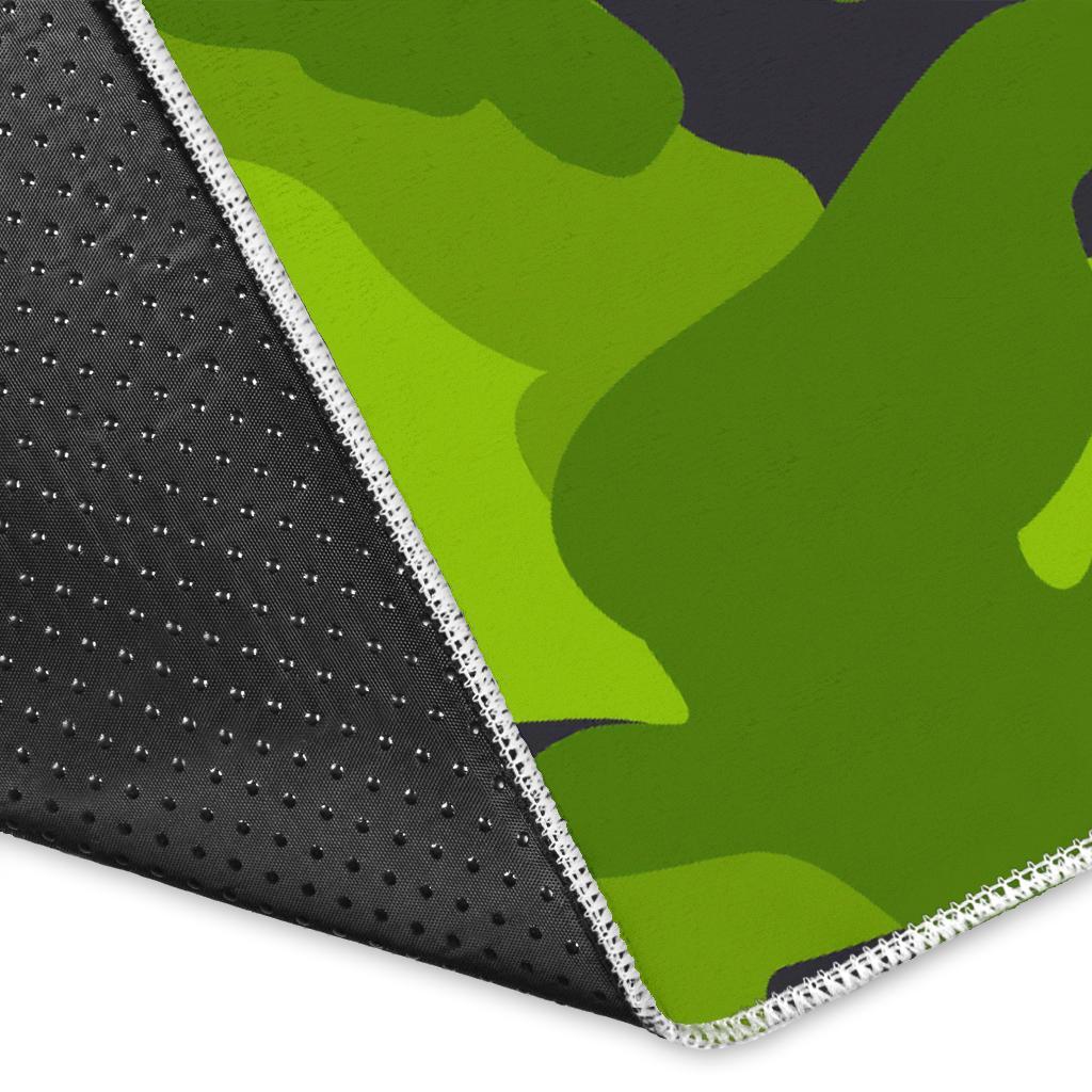 Lime Green Camouflage Print Area Rug