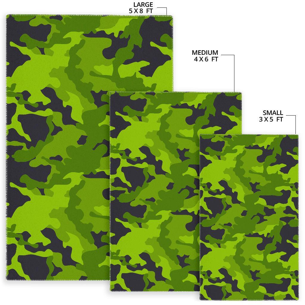 Lime Green Camouflage Print Area Rug