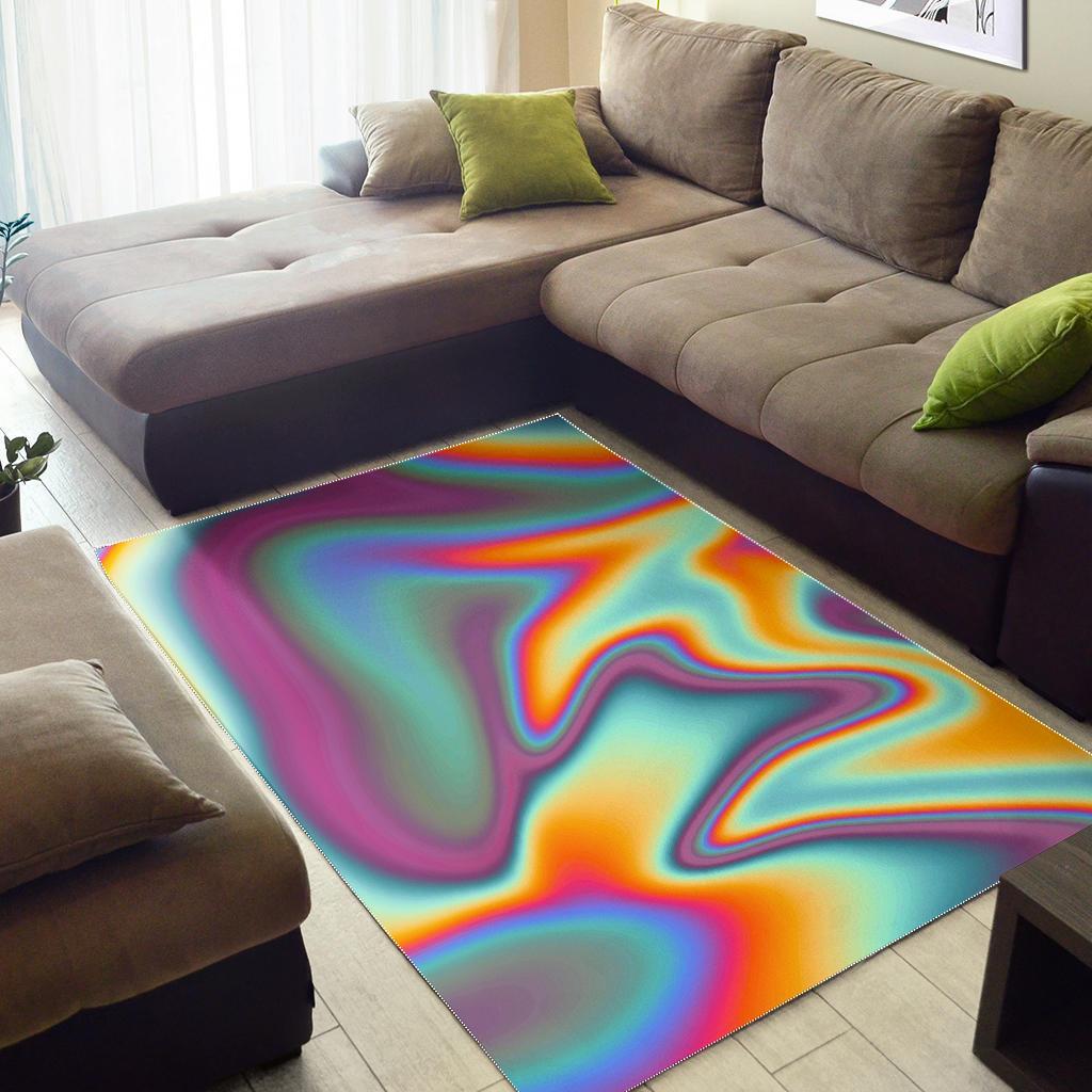 Liquid Holographic Trippy Print Area Rug