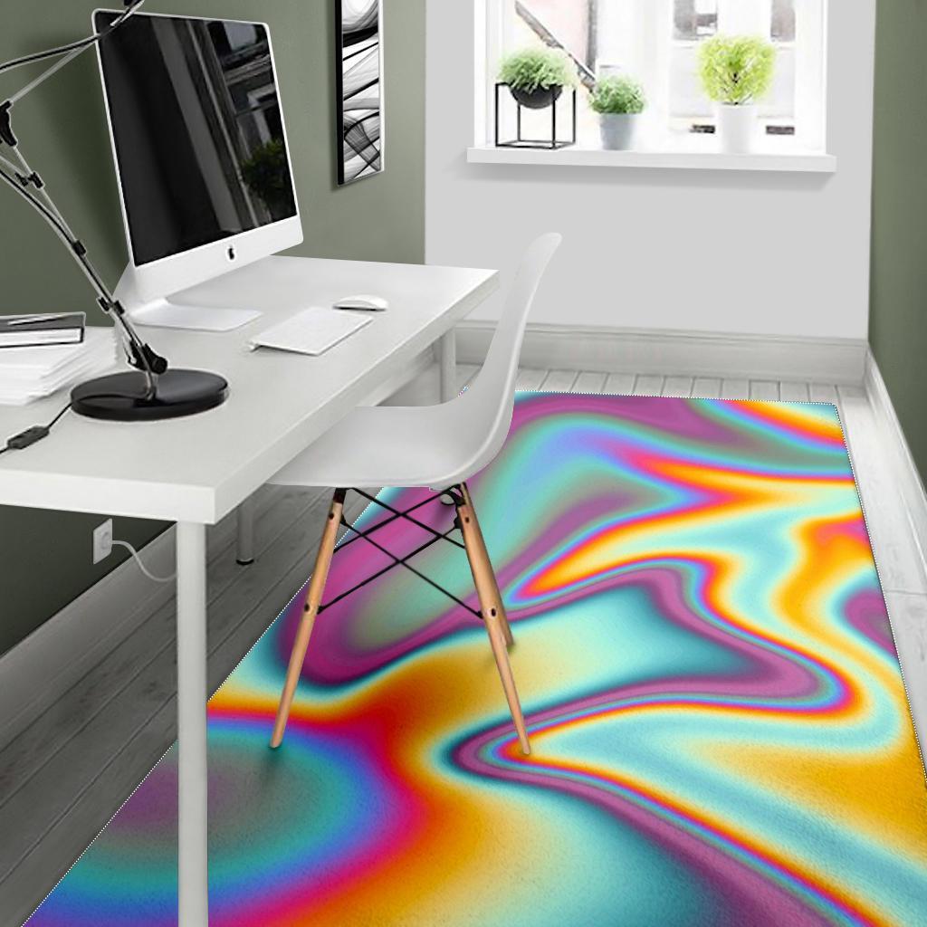 Liquid Holographic Trippy Print Area Rug