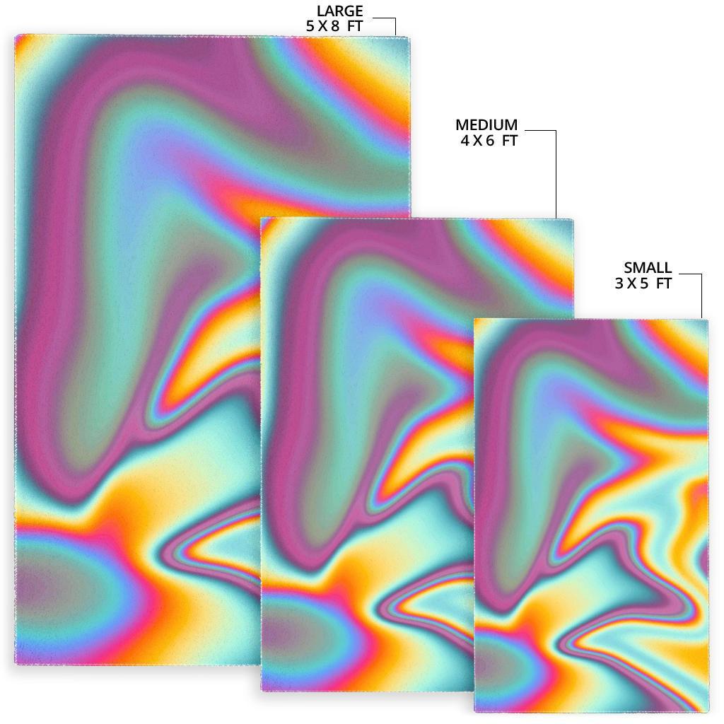 Liquid Holographic Trippy Print Area Rug